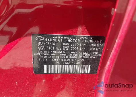 2014 Hyundai Elantra Sport из США, поврежденный, VIN KMHDH4AH8EU152853